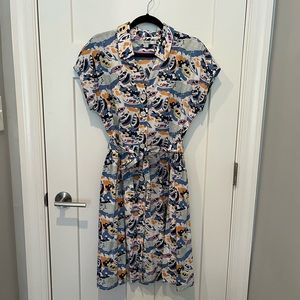 Boden Belted Shirtdress w/Boat Pattern - Size 8